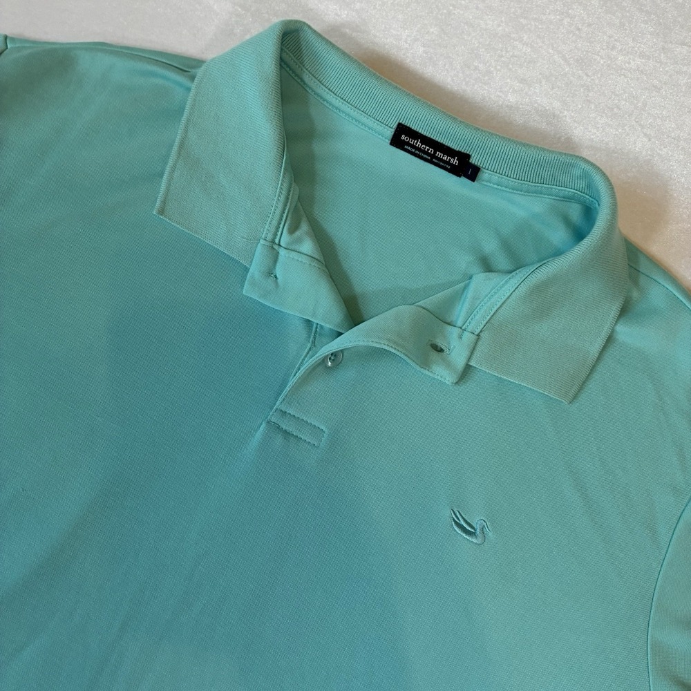 Southern Marsh Polo Shirt Mens L‎ Mint Green Short Sleeve Pique Performance Golf